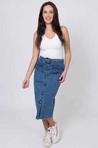 Honey Denim: Marco Denim Midi Skirt