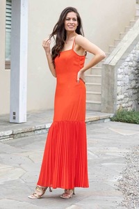 Lola Maxi Dress Pleated Orange