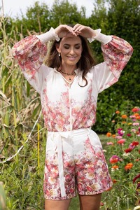 Sets Co Ords: Jade Blouse Floral Cream