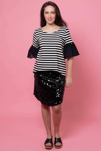 Emelie Sequin Skirt Black