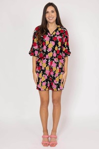 Layla Embroidered Short Black Floral