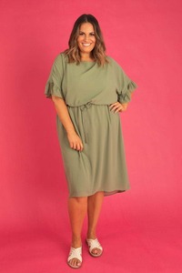 Stella Royal Plus Size Clothing: Aria Midi Dress Khaki