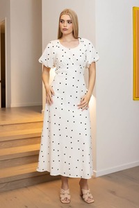 Harriet Midi Dress Black Heart White