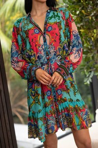Celeste Shirt Dress Teal Pink