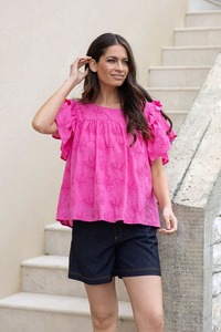 June Embroidered Top Pink