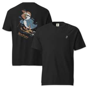 Retro Snowboarder Puffin Comfort Colors Back Print T-Shirt