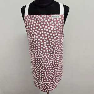 aprons: Aprons - Dusky Pink with White Polkadot
