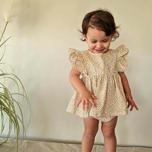 Ivy Collection: Ivy Ruffle + Bloomer Set - Mini Lemon Floral