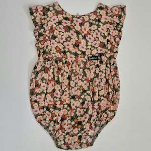 Ivy Ruffle Romper - Sage with Pink Floral