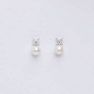 earrings: Diamond Flower and Pearl Earrings