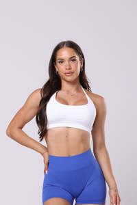 Sculpt Halter Crop - White