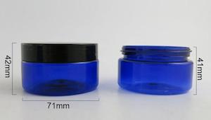 Containers Pots: Blue Pots / cosmetic / Black lids 100gm