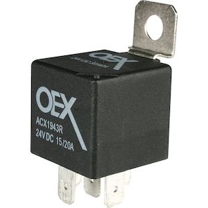 OEX ACX1943RBL Mini Relay – 24V Change Over, 15/20A, Sealed, Resistor Protected, 5 Pin