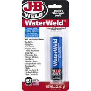 Jb Weld: JB Weld WaterWeld Epoxy Putty Stick 56.8g – Waterproof, Fast-Setting, Underwater Repair for Plumbing, Metal, PVC & More – Part #8277