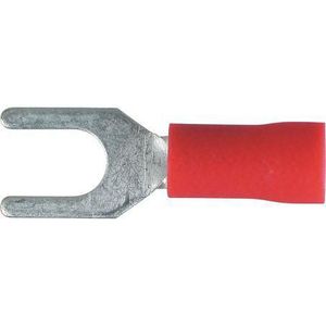 Products: Fork Crimp Terminals – OEX Red Insulated Fork Terminal 4.3mm (100 Pack) | ACX3043