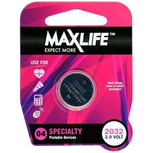 MAXLIFE BAT2032 CR2032 Long-Lasting Lithium Button Cell Battery