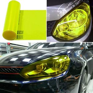 Headlight Vinyl Film: 1 Meter FLUORESCENCE yellow HEADLIGHT TINT VINYL ROLL FILM & 2x Blade