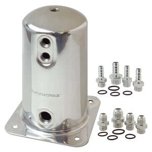 Catch Cans Tanks: RACEWORKS 1.5L SURGE TANK AN-8 SINGLE OUTLET POLISHED | ALY-068