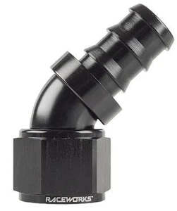 RACEWORKS PUSH LOK HOSE ENDS > 45 DEGREE - 400 SERIES