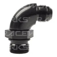 An Male Flare: RACEWORKS AN-8 FLARE TO AN-10 O-RING BOSS 90DEG ADAPTER | RWF-922-08-10BK