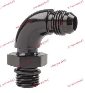 An Male Flare: RACEWORKS AN-6 90DEG O-RING BOSS TO FLARE ADAPTER | RWF-922-06BK