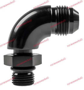 An Male Flare: RACEWORKS AN-10 FLARE TO AN-8 O-RING 90DEG ADAPTER | RWF-922-10-08BK