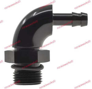RACEWORKS O-RING PORT AN-8 TO 5/16'' BARB 90DEG SWIVEL | RWF-415-08-05BK