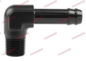 Npt Male To Barb: RACEWORKS NPT 3/8'' TO1/2'' (AN -8) BARB 90 DEG | RWF-423-06-08BK