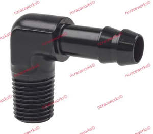 RACEWORKS NPT 1/4'' TO 3/8'' (AN-6) BARB 90 DEG | RWF-423-04-06BK