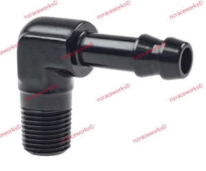 Npt Male To Barb: RACEWORKS NPT 1/8'' TO 1/4'' (AN-4) BARB 90 DEG | RWF-423-02-04BK