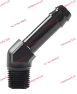 RACEWORKS NPT 3/8'' TO 1/2'' (AN-8) BARB 45 DEG | RWF-422-06-08BK