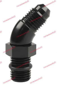 RACEWORKS AN-4 45DEG O-RING BOSS TO FLARE ADAPTER | RWF-923-04BK