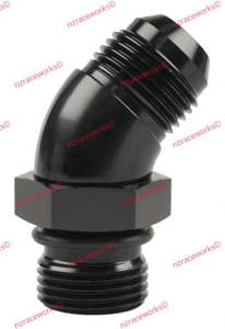 RACEWORKS AN-10 45DEG O-RING BOSS TO FLARE ADAPTER | RWF-923-10BK