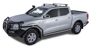 RHINO RACK VORTEX RLT600 TRACKMOUNT BLACK 2 BAR ROOF RACKS  - NISSAN NAVARA