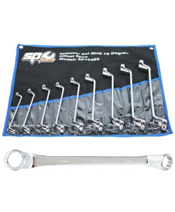 Sp Tool Promo: SP TOOLS DOUBLE RING LONG SPANNER SET - METRIC - 75° OFFSET - 9PC