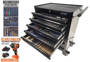 SP Tools Custom Series Roller Cabinet BLK/BLK - 241PC Metric/SAE - FOAMED