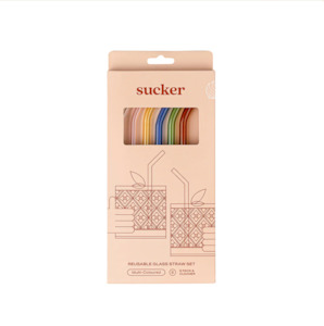 Sucker NZ - Reusable Glass Drinking Straws - Multi-colour