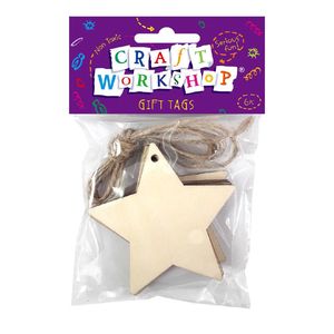 Craft Decor/Gift Tag Star+Jute 6pc - Avalon International