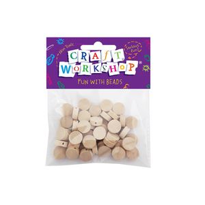 Products: Craft Round Flat Bead Nat 15mm 50pc - Avalon International