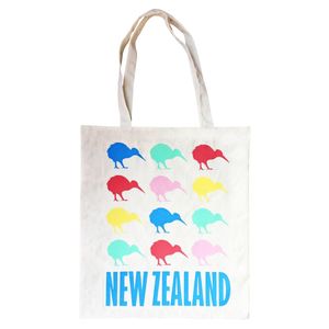 Products: Cotton Tote Bag NZ Colourful Kiwis 40cm - Avalon International