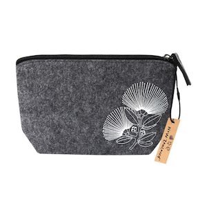 Cosmetic Bag Felt Pohutukawa Grey NZ 22x12.5cm - Avalon International