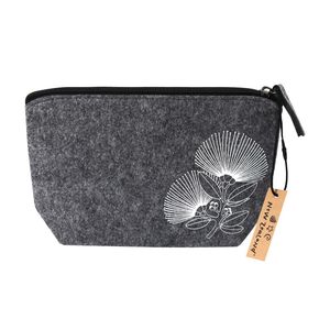 Products: Cosmetic Bag Felt Pohutukawa Grey NZ 22x12.5cm - Avalon International