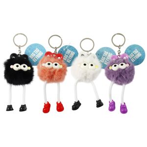 Keyring Bag Tag Pom Pom Monsters w/Legs 4asst 12cm - Avalon International