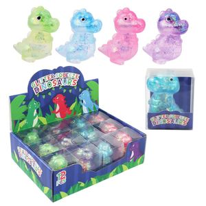 Squeeze Glitter Dinosaur 4asst 6cm - Avalon International