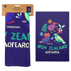 Products: Tea Towel NZ Native Birds Navy Blue 50x70cm - Avalon International
