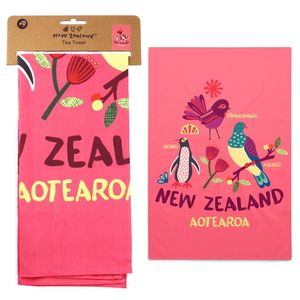 Tea Towel NZ Bird Life Peach 50x70cm - Avalon International