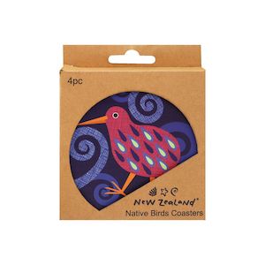 Coaster Set NZ Colourful Birds 4pc 10cm - Avalon International