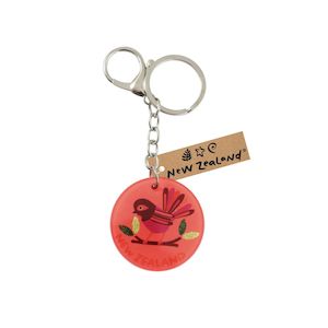 Products: Keyring w/Clip NZ Round Fantail 45mm - Avalon International