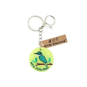 Products: Keyring w/Clip NZ Round Kingfisher 45mm - Avalon International