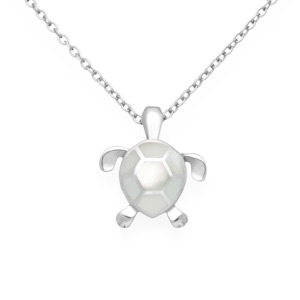 Bestsellers: Sterling Silver & Mother of Pearl Shell Turtle Pendant